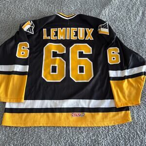 Vintage 92-95 Mario Lemiuex CCM NHL Pittsburgh Penguins 1st Gen Maska Jersey XL